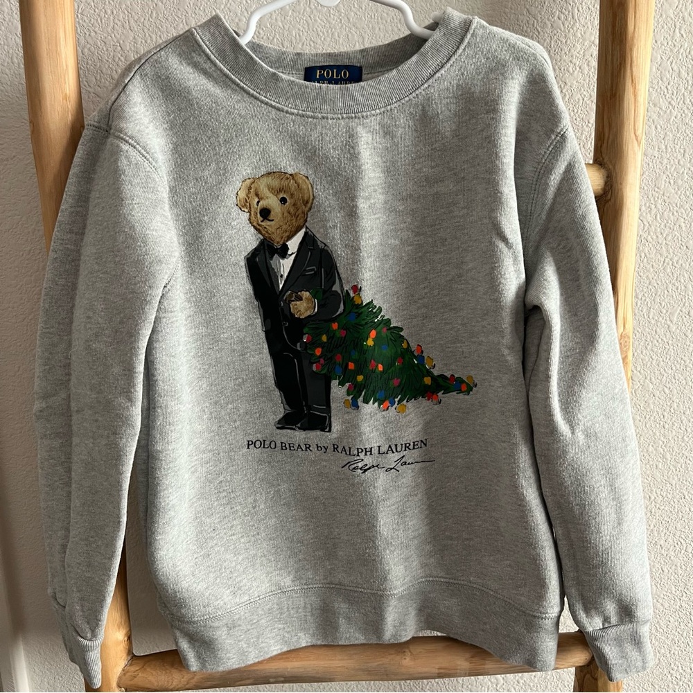 Polo by Ralph Lauren Gray Sweater with Festive Bear